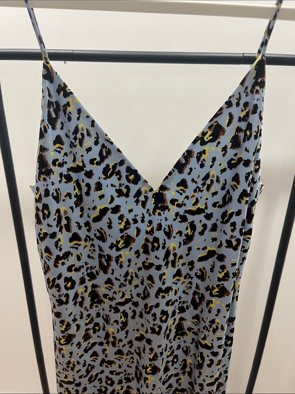 L'AGENCE Light Blue Leopard Print Midi Dress